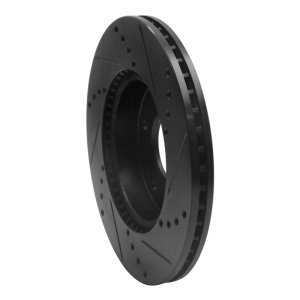 Kia Soul Brake Rotor (1) - Front Left - R1 Concepts - Drilled & Slotted - Black - `10-`11